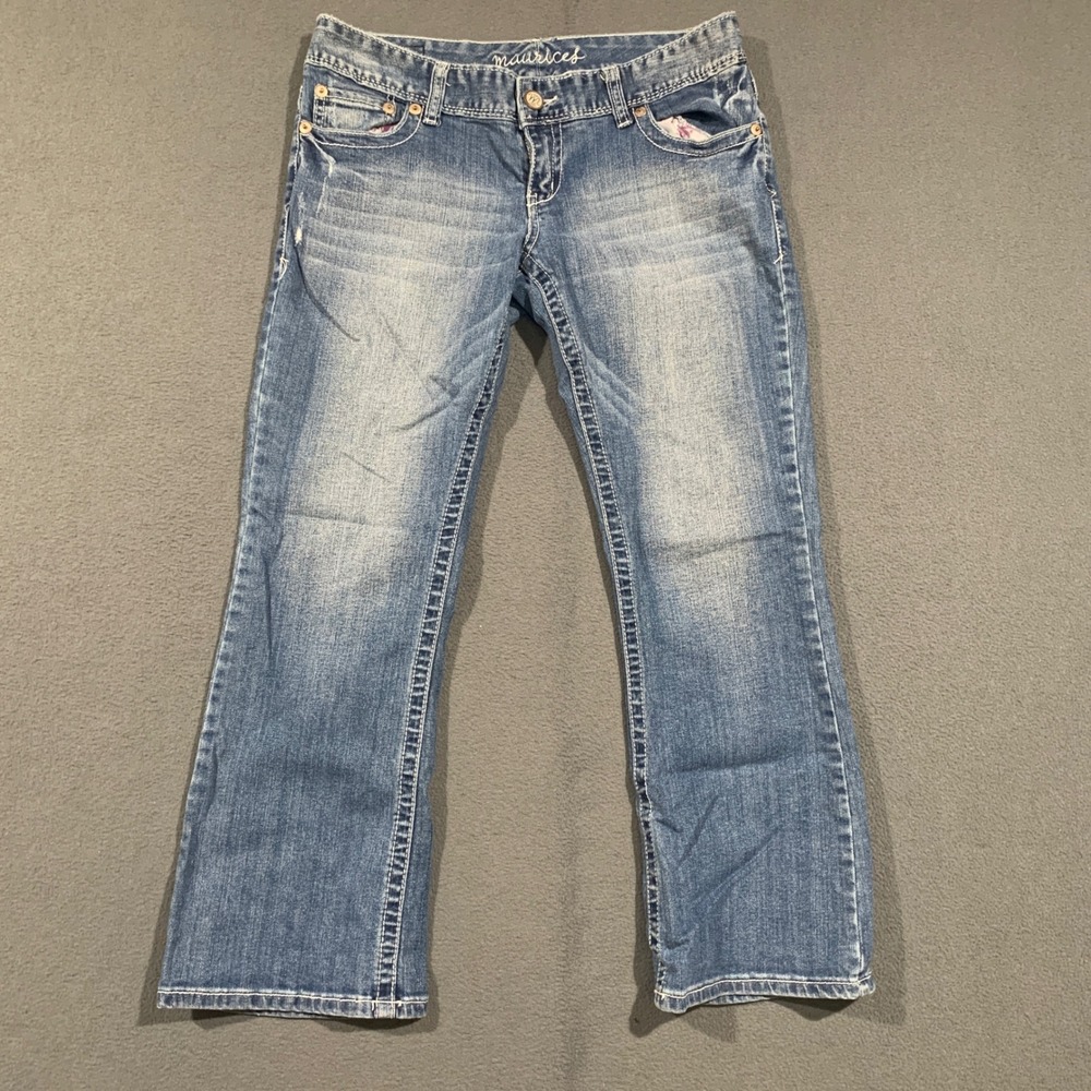 Maurices Bootcut Jeans Womens 9/10 X-Short Low Rise Thick Stitch Y2K Denim